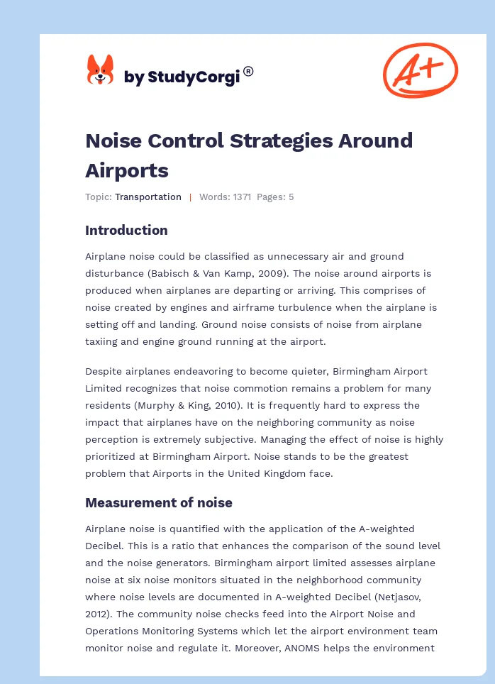 Noise Control Strategies Around Airports. Page 1