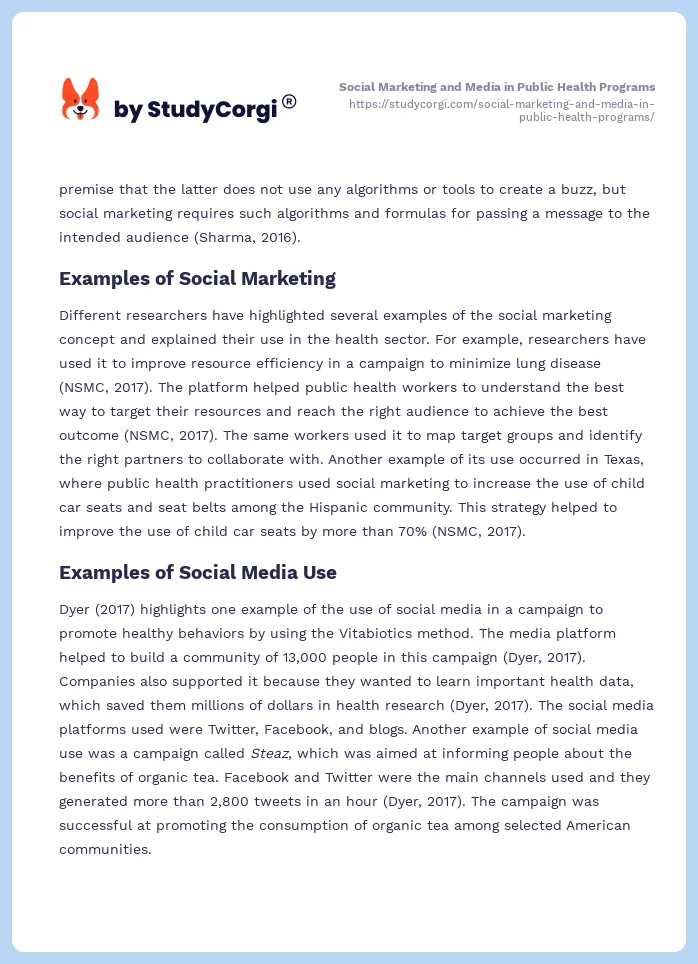 Social Marketing and Media in Public Health Programs. Page 2
