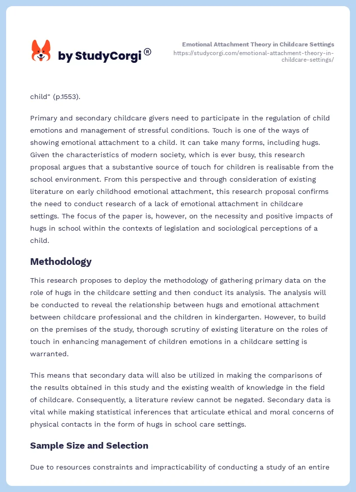 Emotional Attachment Theory in Childcare Settings. Page 2