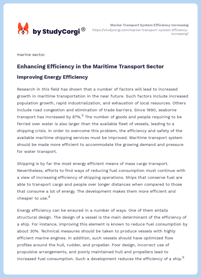 Marine Transport System Efficiency Increasing. Page 2