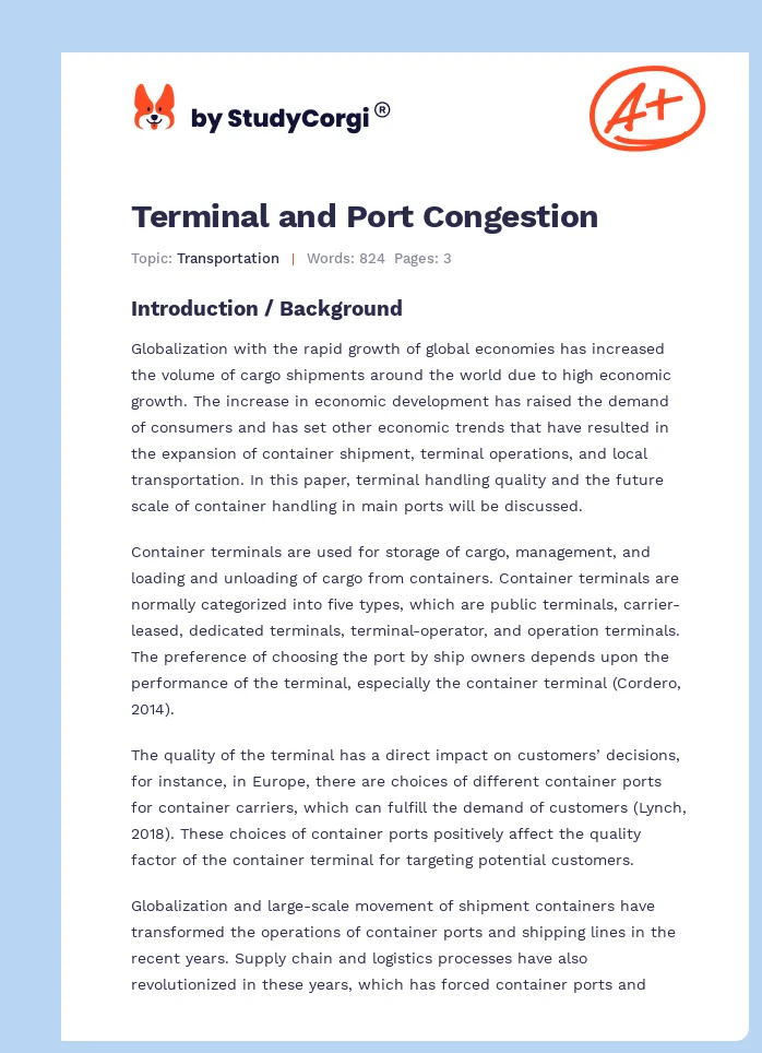 Terminal and Port Congestion. Page 1