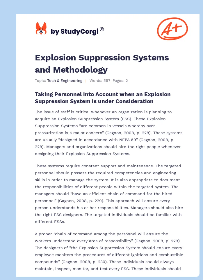 Explosion Suppression Systems and Methodology. Page 1