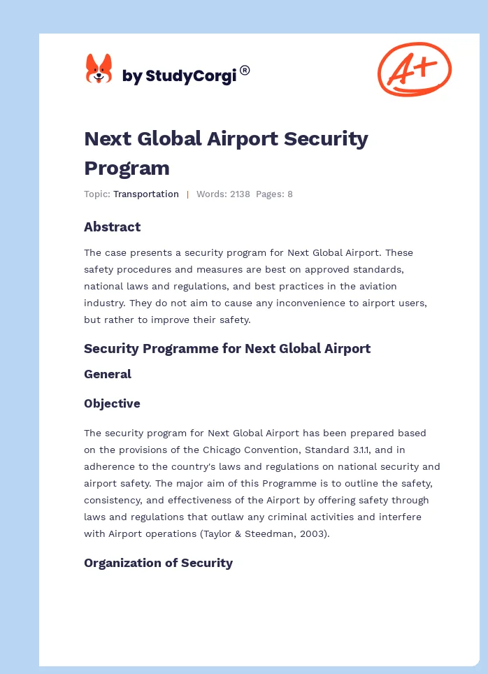 Next Global Airport Security Program. Page 1