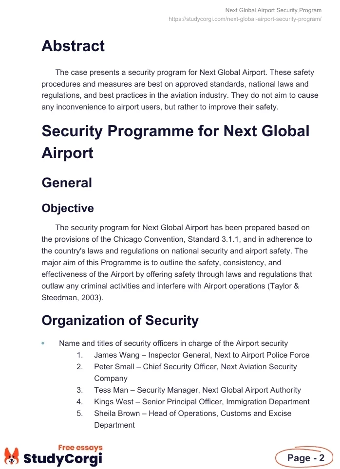 Next Global Airport Security Program. Page 2