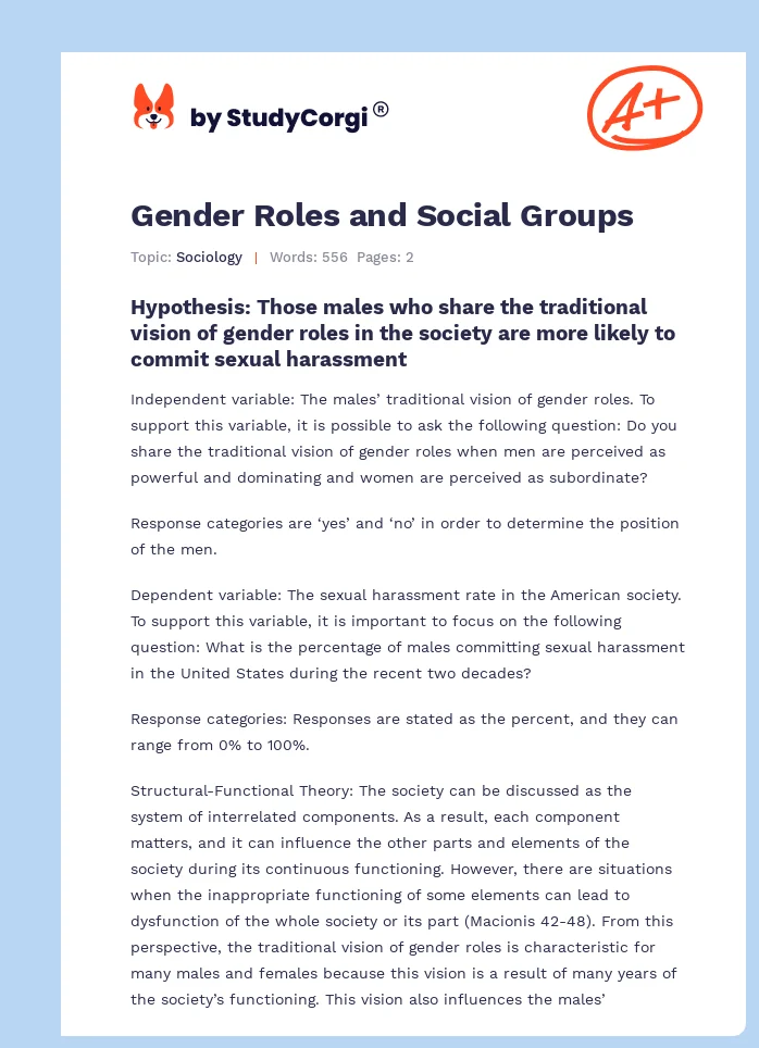 Gender Roles and Social Groups. Page 1