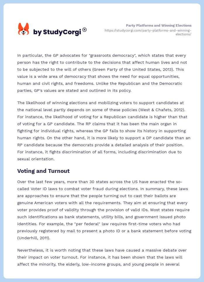 Party Platforms and Winning Elections. Page 2