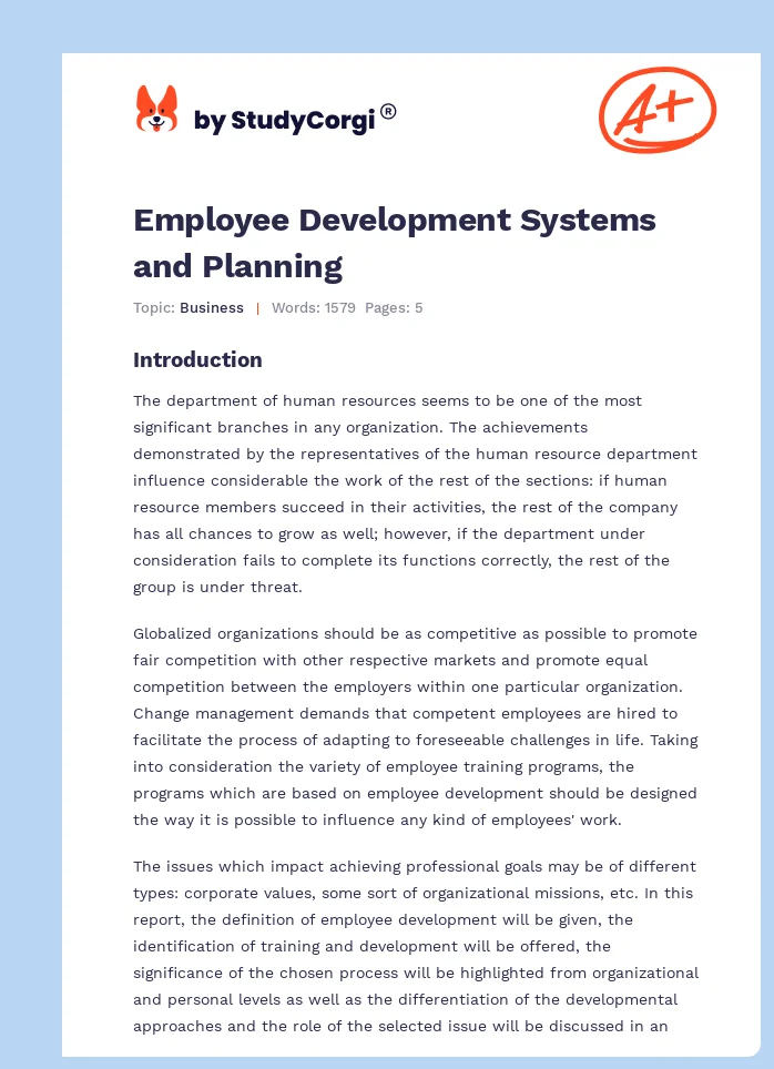 Employee Development Systems and Planning. Page 1