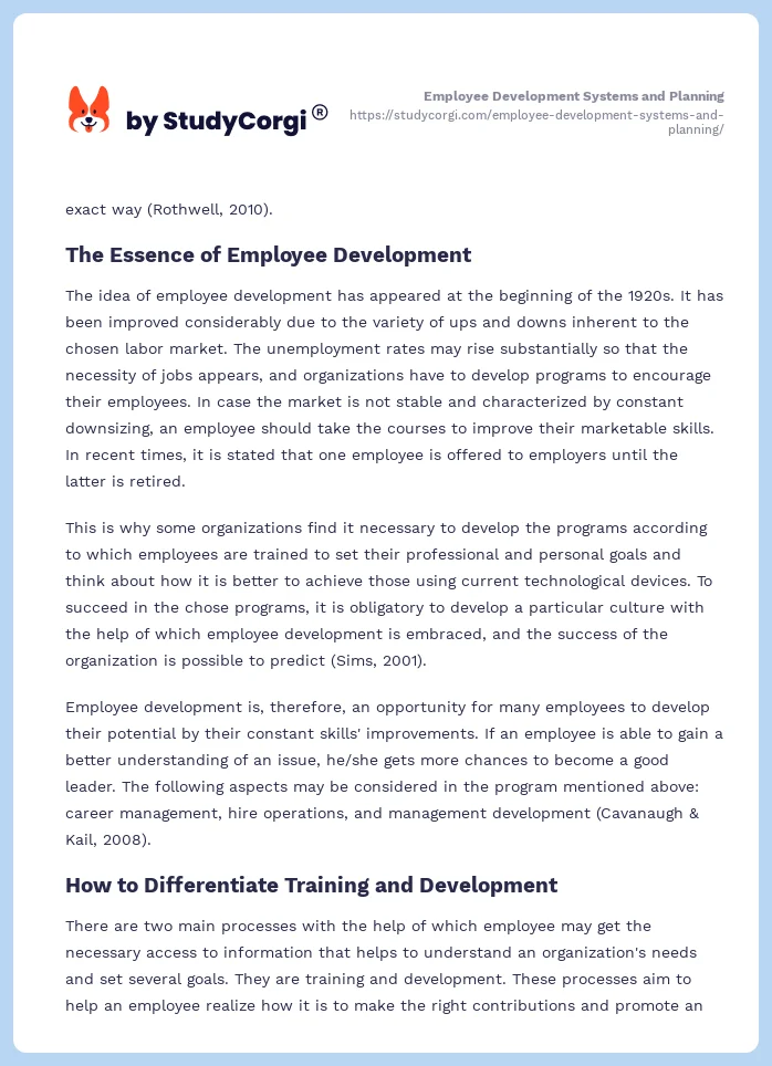 Employee Development Systems and Planning. Page 2