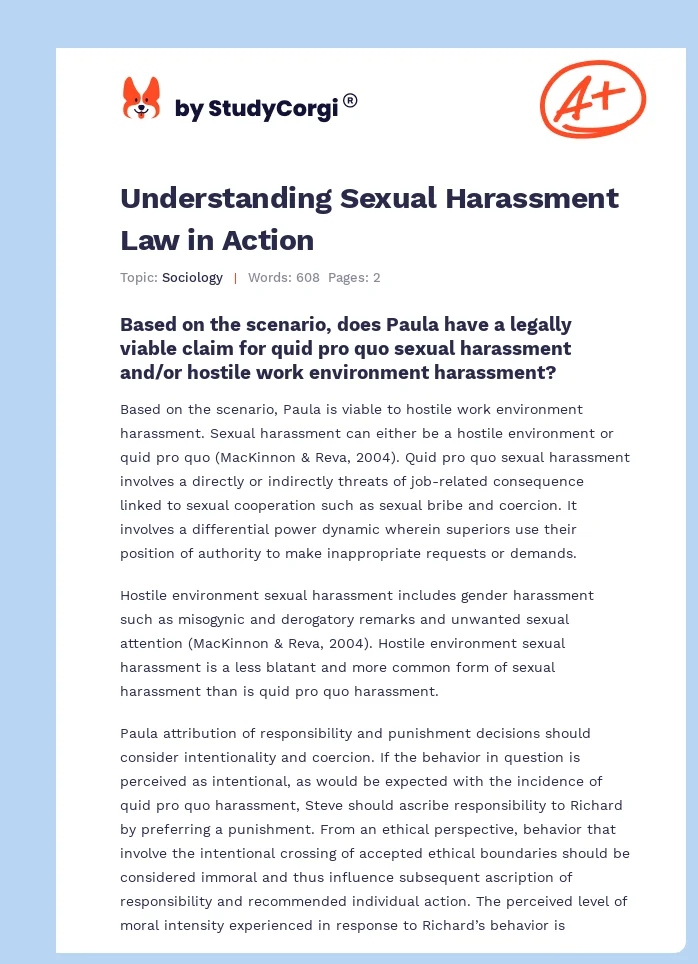 Understanding Sexual Harassment Law in Action. Page 1