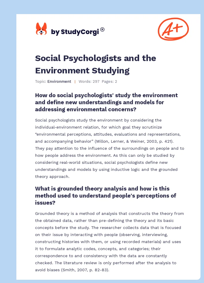 Social Psychologists and the Environment Studying. Page 1