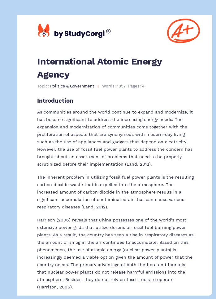 International Atomic Energy Agency. Page 1