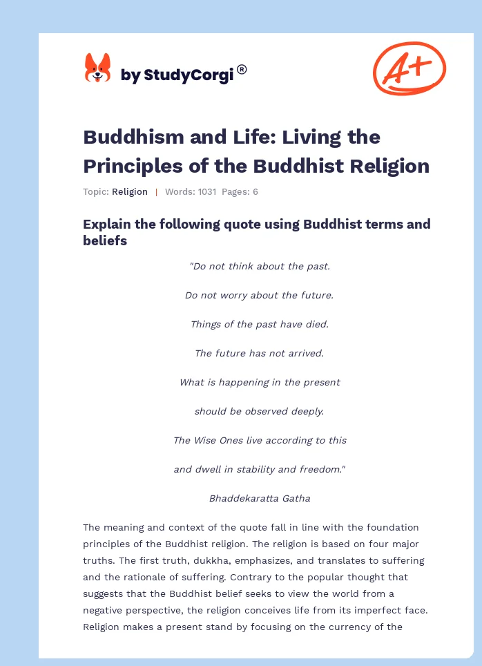 Buddhism and Life: Living the Principles of the Buddhist Religion. Page 1