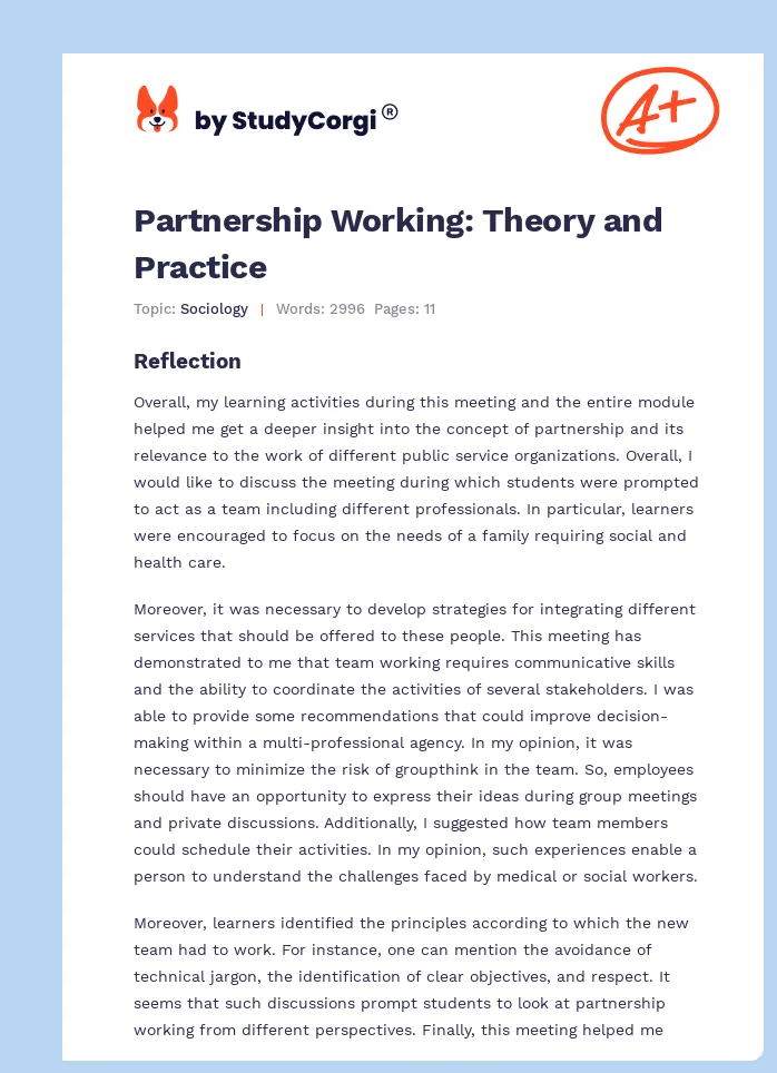Partnership Working: Theory and Practice. Page 1