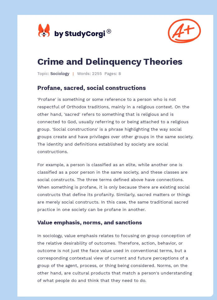 Crime and Delinquency Theories. Page 1