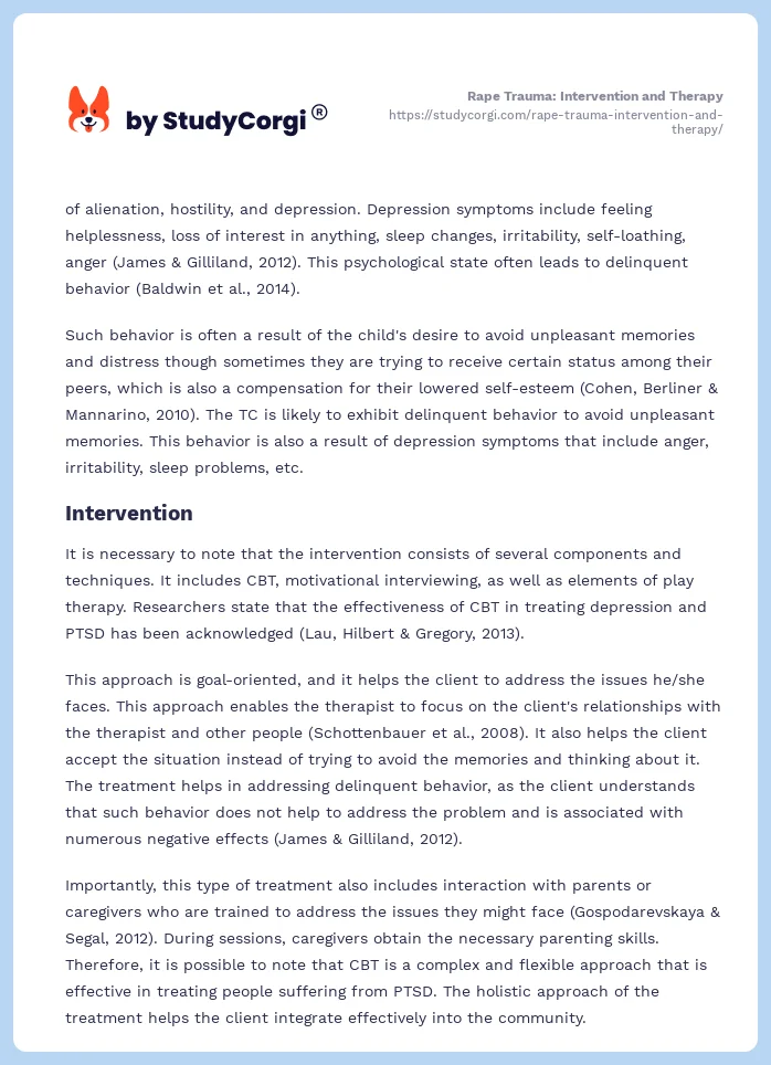Rape Trauma: Intervention and Therapy. Page 2
