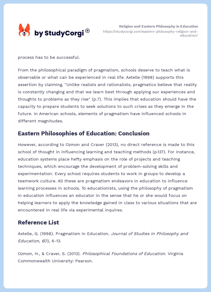 Religion and Eastern Philosophy in Education. Page 2