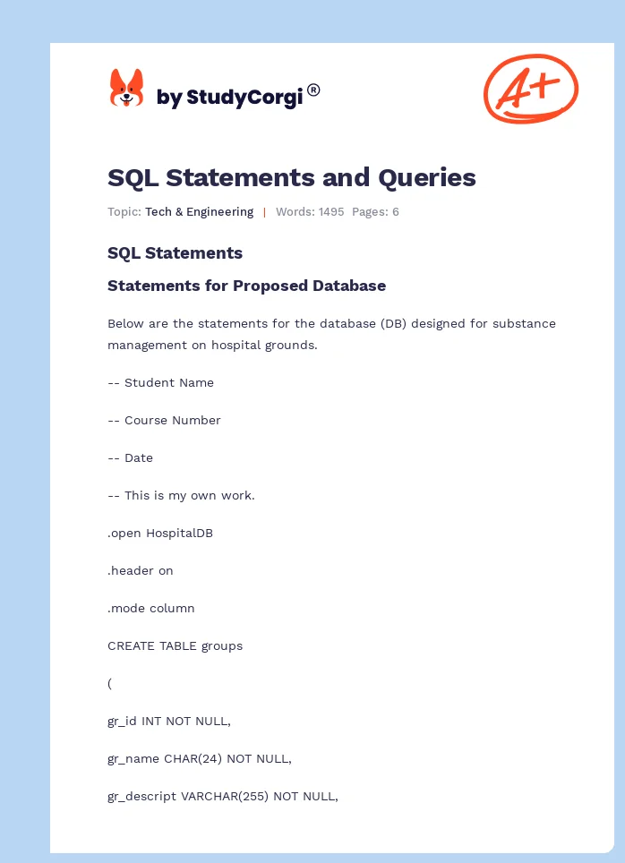 SQL Statements and Queries. Page 1