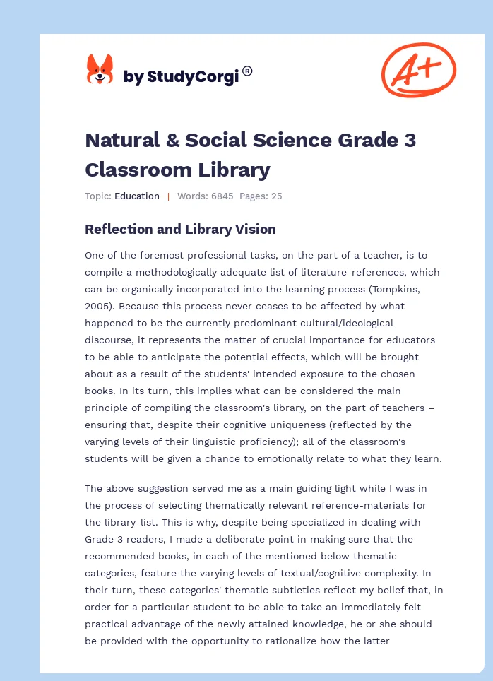 Natural & Social Science Grade 3 Classroom Library. Page 1