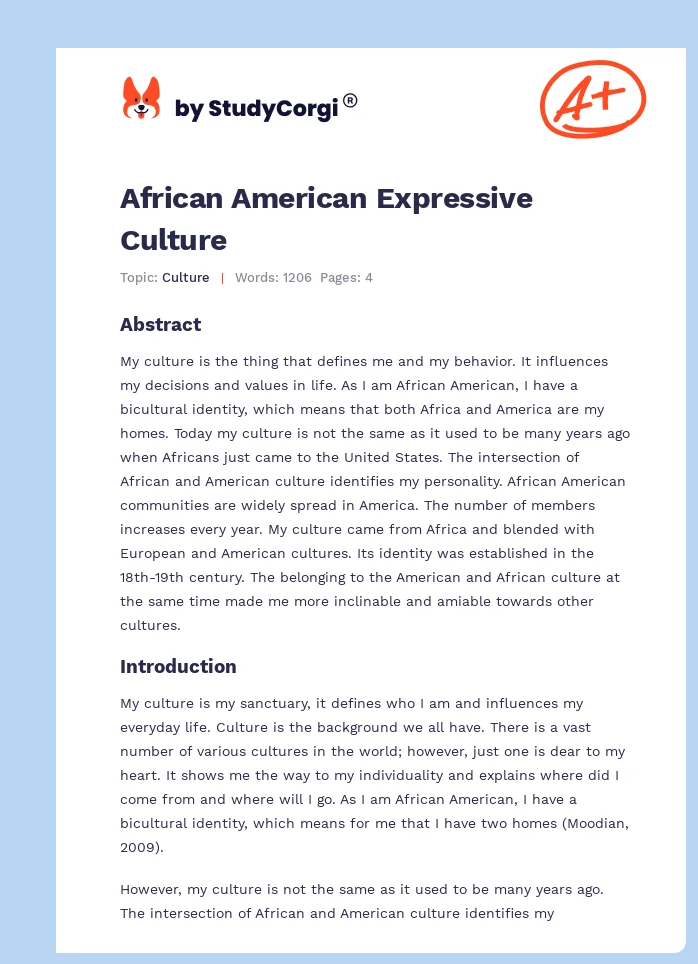 African American Expressive Culture. Page 1