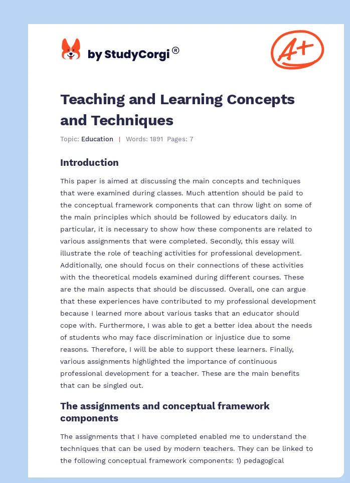 Teaching and Learning Concepts and Techniques. Page 1