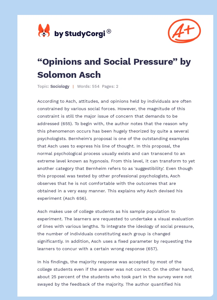 “Opinions and Social Pressure” by Solomon Asch. Page 1