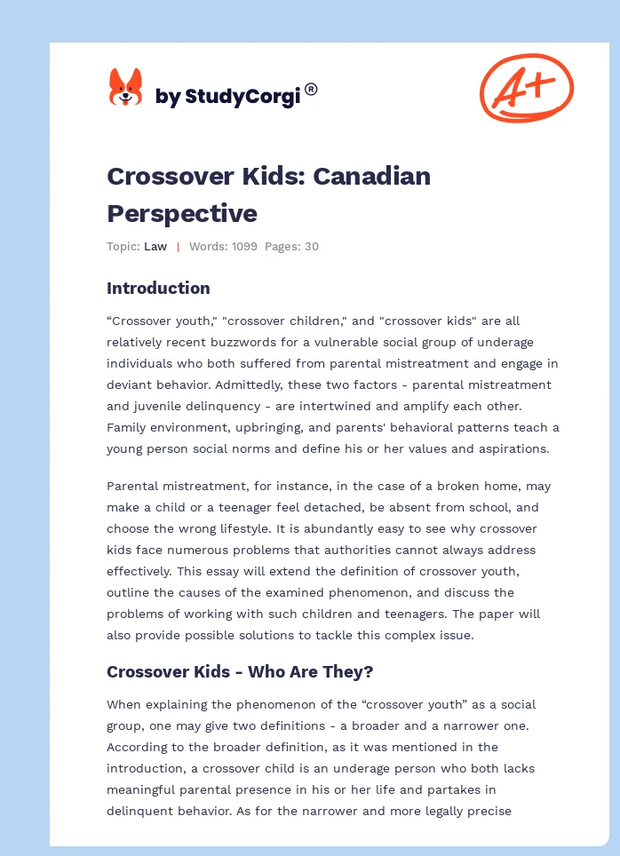 Crossover Kids: Canadian Perspective. Page 1