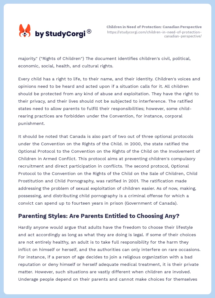 Children in Need of Protection: Canadian Perspective. Page 2