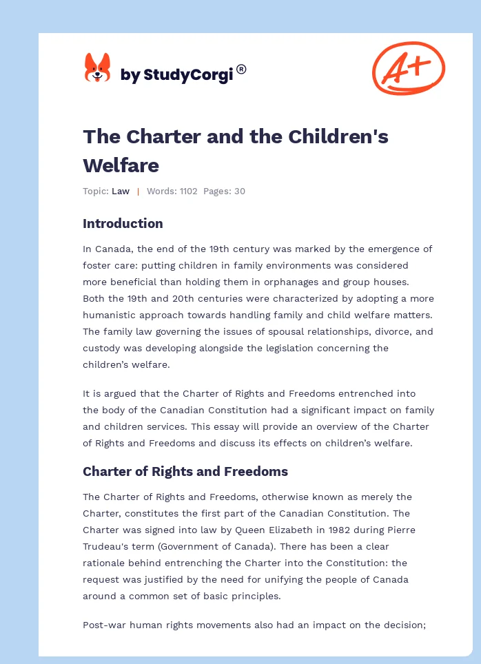 The Charter and the Children's Welfare. Page 1