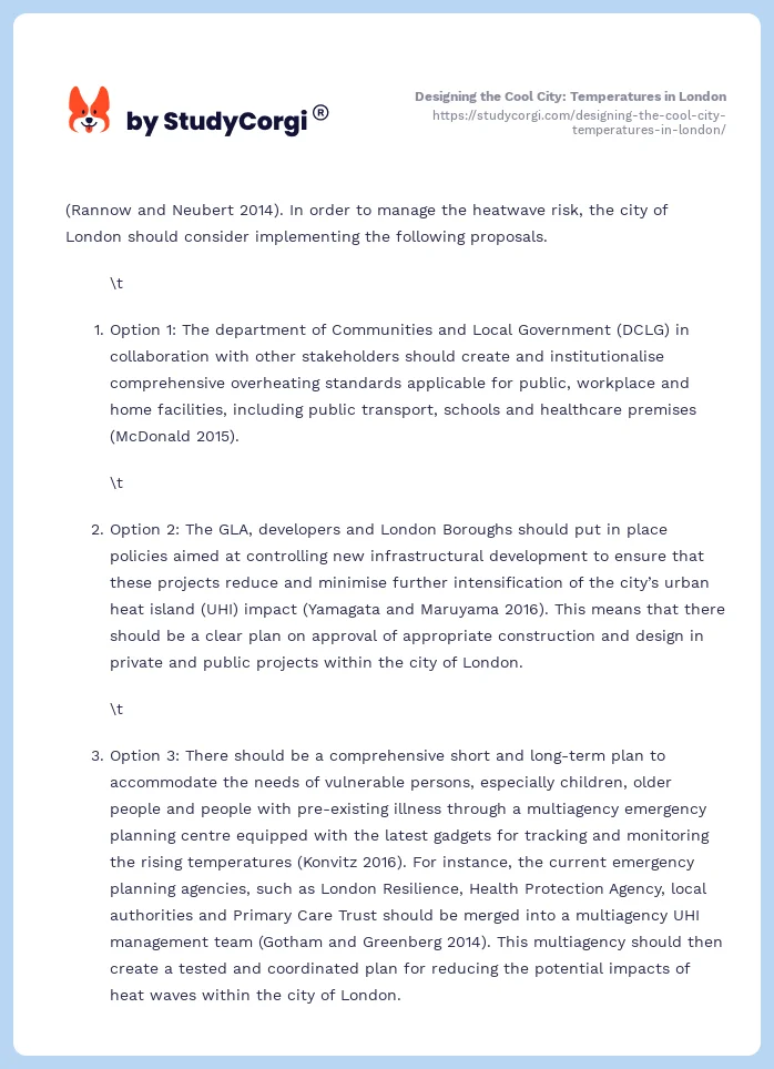Designing the Cool City: Temperatures in London. Page 2