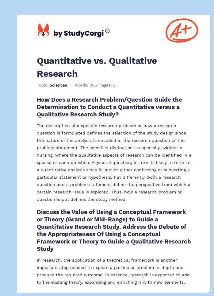 Quantitative vs. Qualitative Research. Page 1