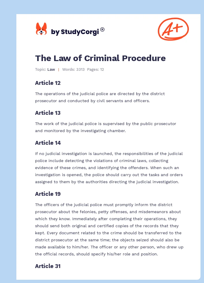 The Law of Criminal Procedure. Page 1