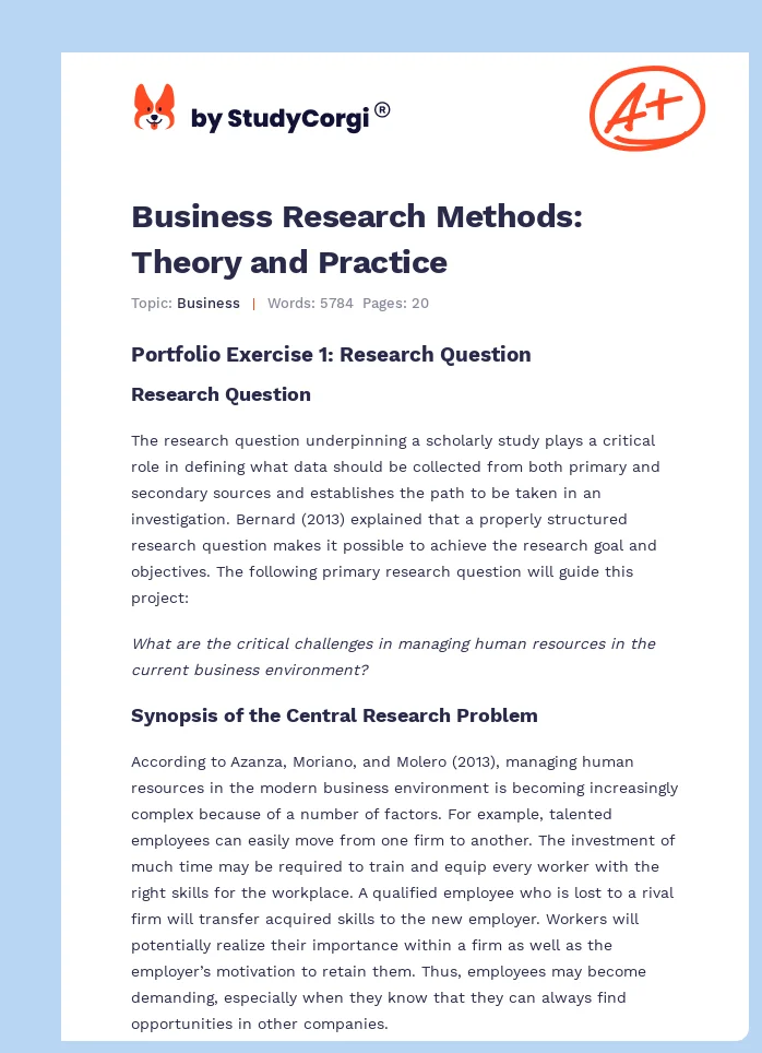 Business Research Methods: Theory and Practice. Page 1