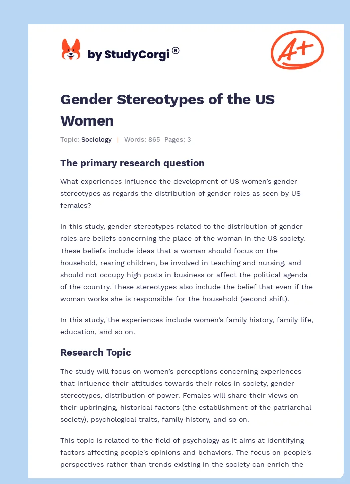 Gender Stereotypes of the US Women. Page 1