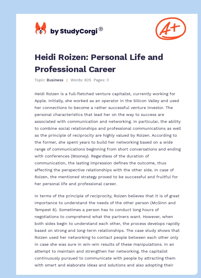 Heidi Roizen: Personal Life and Professional Career. Page 1