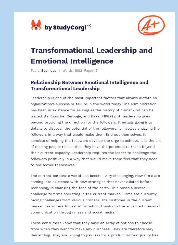 Transformational Leadership and Emotional Intelligence. Page 1