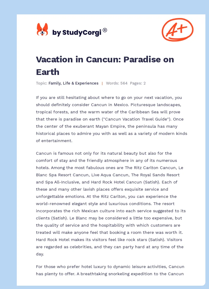 Vacation in Cancun: Paradise on Earth. Page 1