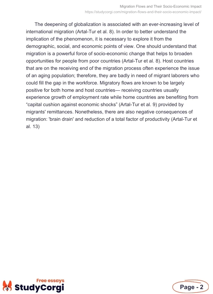 Migration Flows and Their Socio-Economic Impact. Page 2