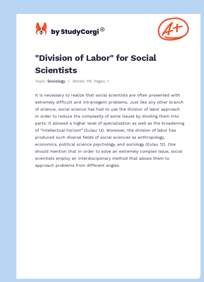 "Division of Labor" for Social Scientists. Page 1