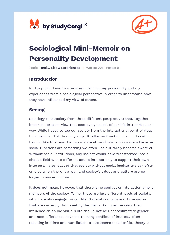 Sociological Mini-Memoir on Personality Development. Page 1