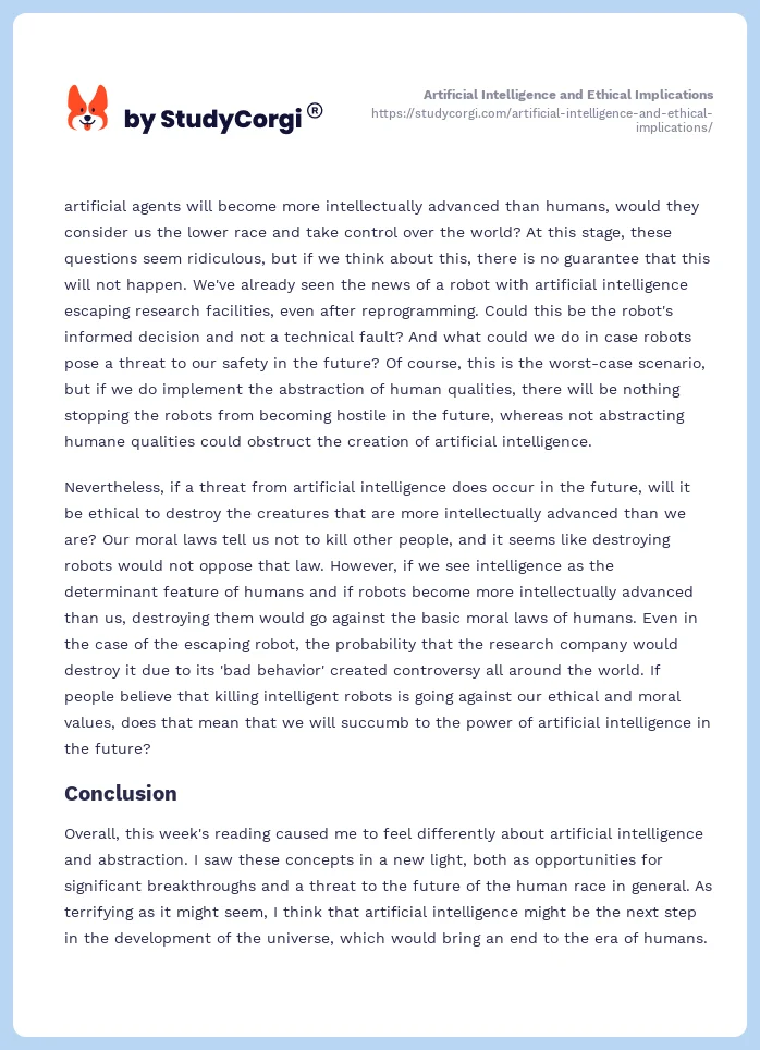 Artificial Intelligence and Ethical Implications. Page 2