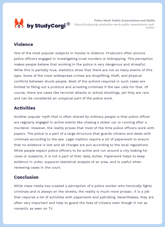 Police Work: Public Expectations and Myths. Page 2