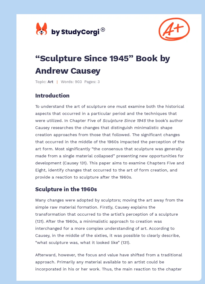 “Sculpture Since 1945” Book by Andrew Causey. Page 1