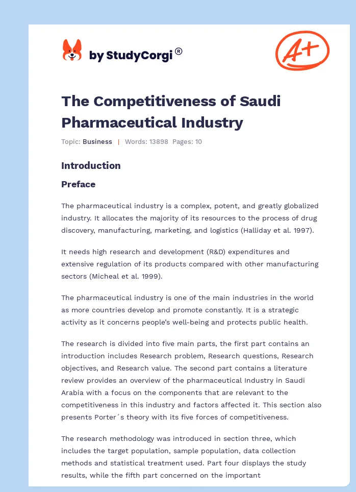 The Competitiveness of Saudi Pharmaceutical Industry. Page 1