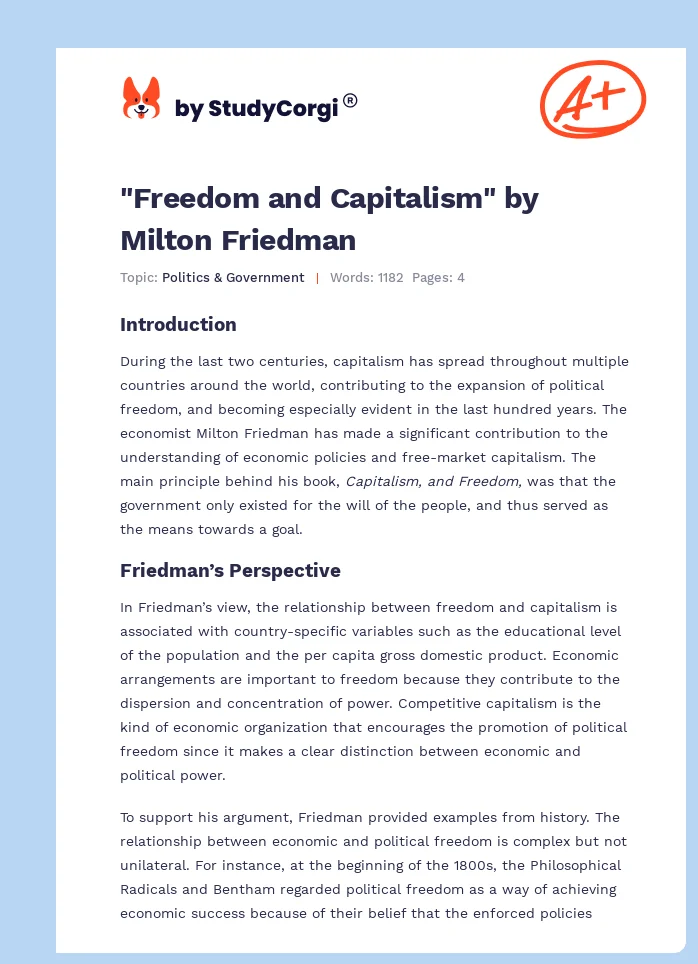 "Freedom and Capitalism" by Milton Friedman. Page 1