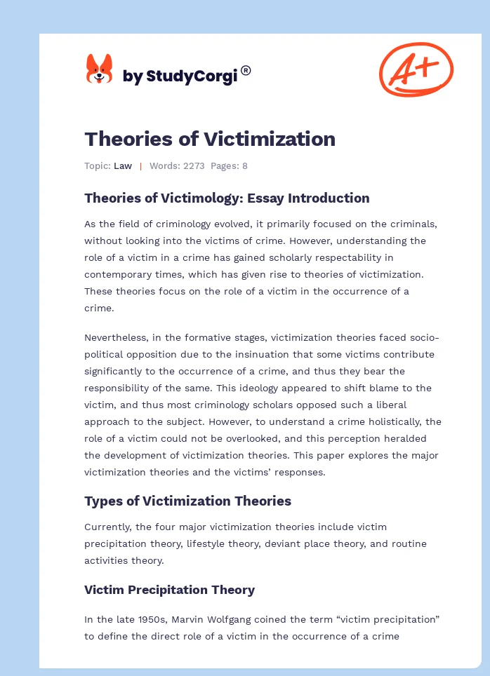 Theories of Victimization. Page 1