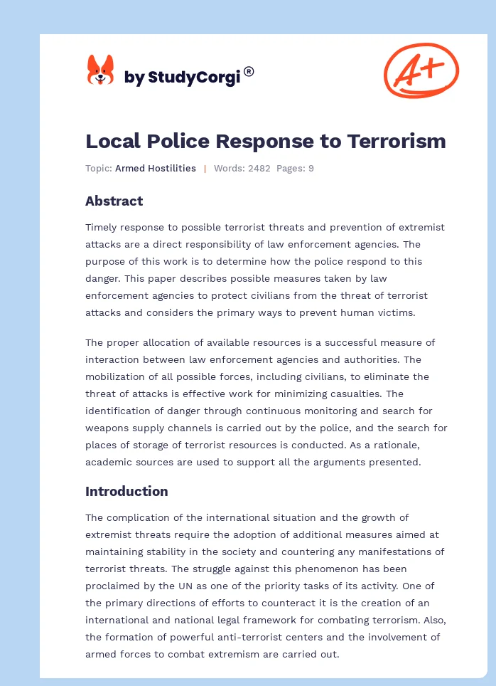 Local Police Response to Terrorism. Page 1