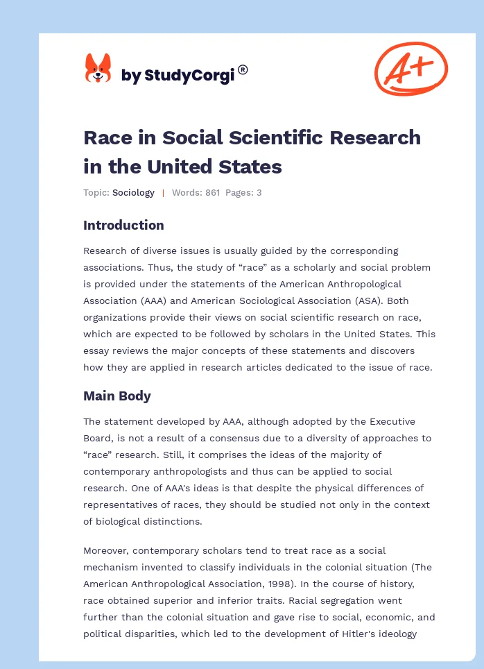 Race in Social Scientific Research in the United States. Page 1