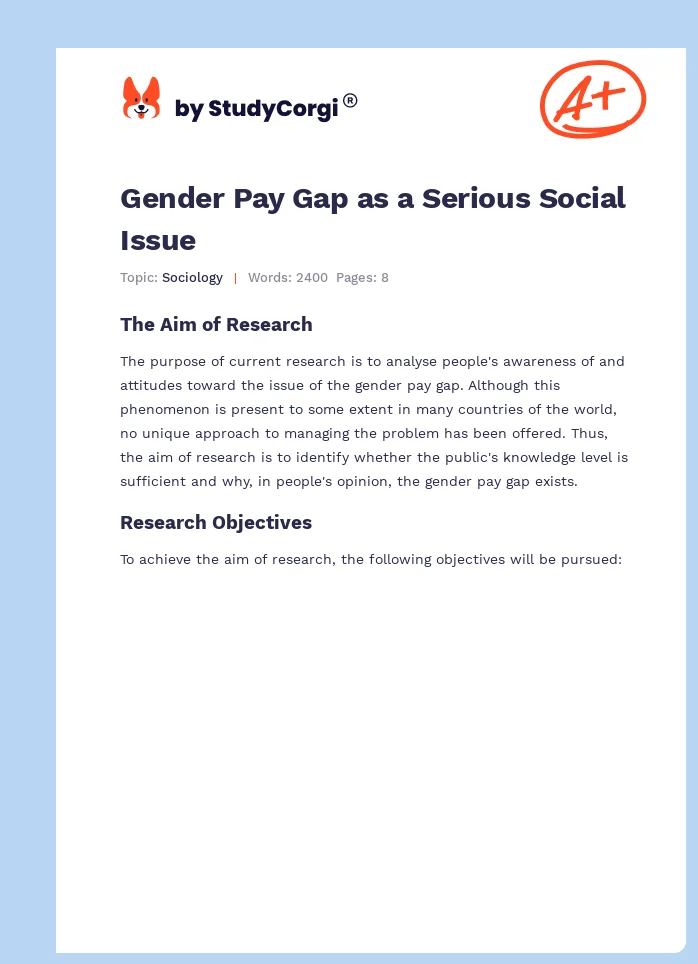 Gender Pay Gap as a Serious Social Issue. Page 1