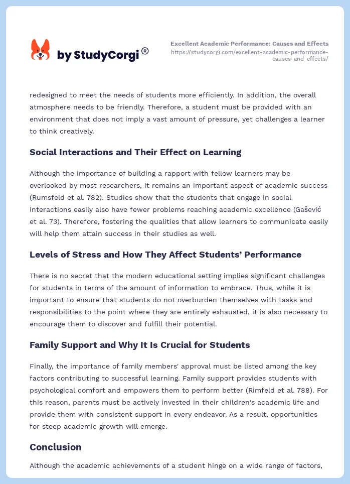 Excellent Academic Performance: Causes and Effects. Page 2