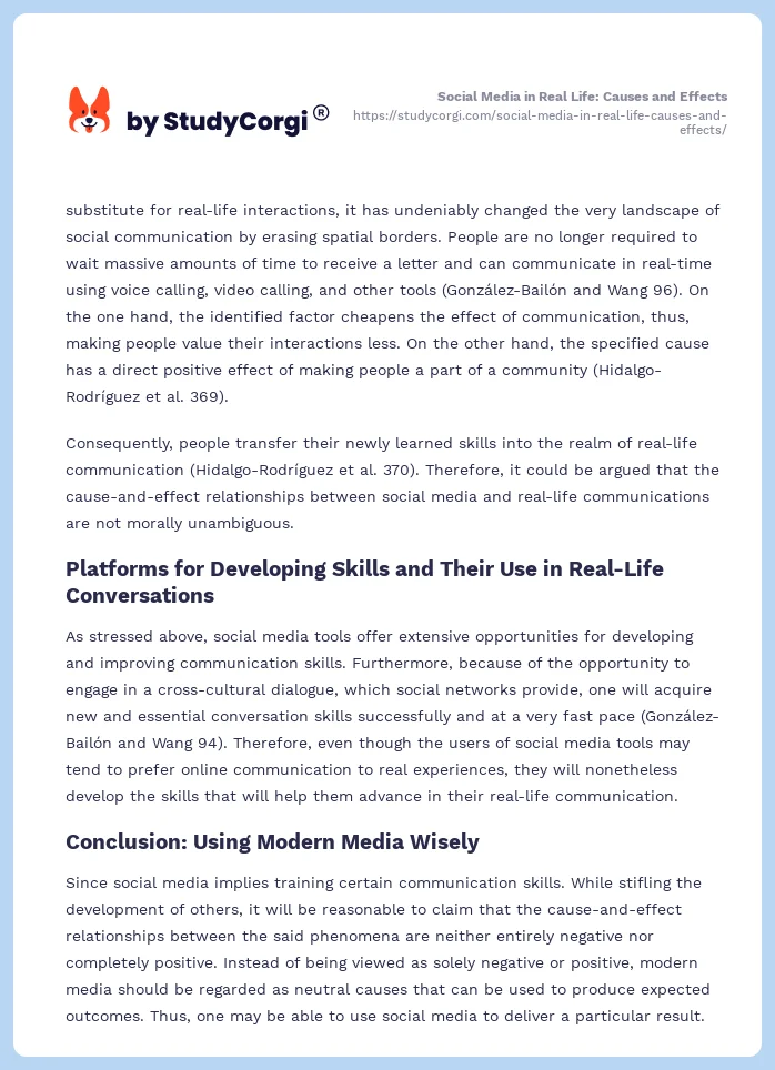 Social Media in Real Life: Causes and Effects. Page 2